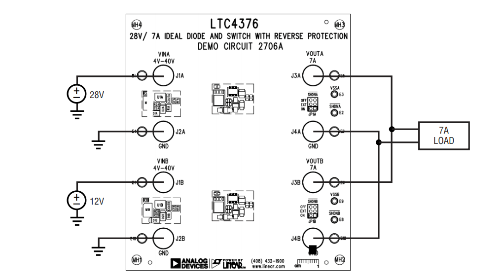ロケーション回路 - Analog Devices Inc. DC2706Aデモ回路（LTC4376コントローラ用）